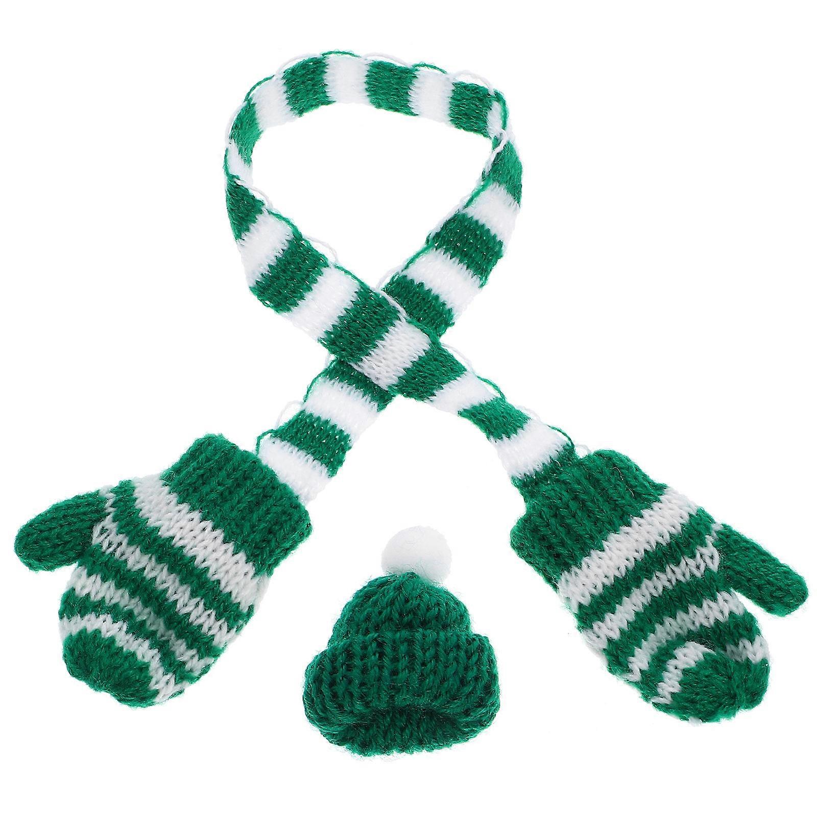 Miniature Knitted Hats And Scarf Christmas Tree Ornaments For Dolls Decoration 1 Set