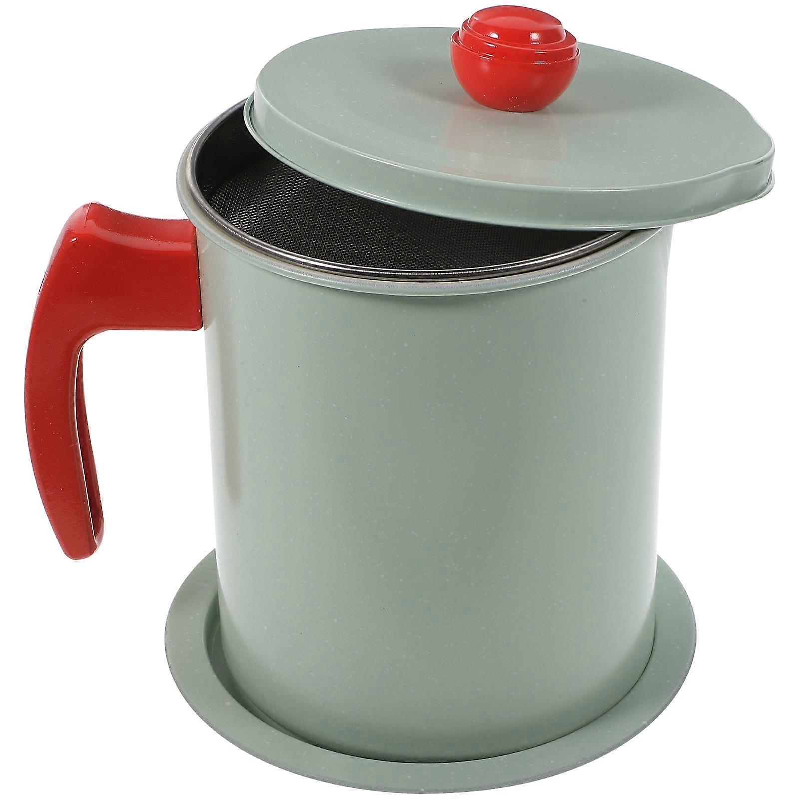 Cooking Oil Strainer Pot Stainless Steel Liquid Food Container For Kitchen Use 1Set