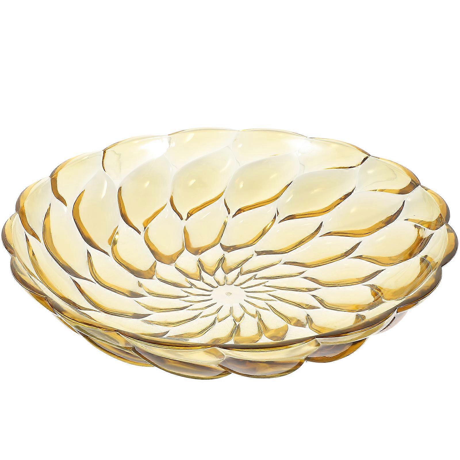 Yellow Decorative Fruit Plate for Decoration with Material and Workmanship Portable for Picnic 7.87x0.59x7.87 inches