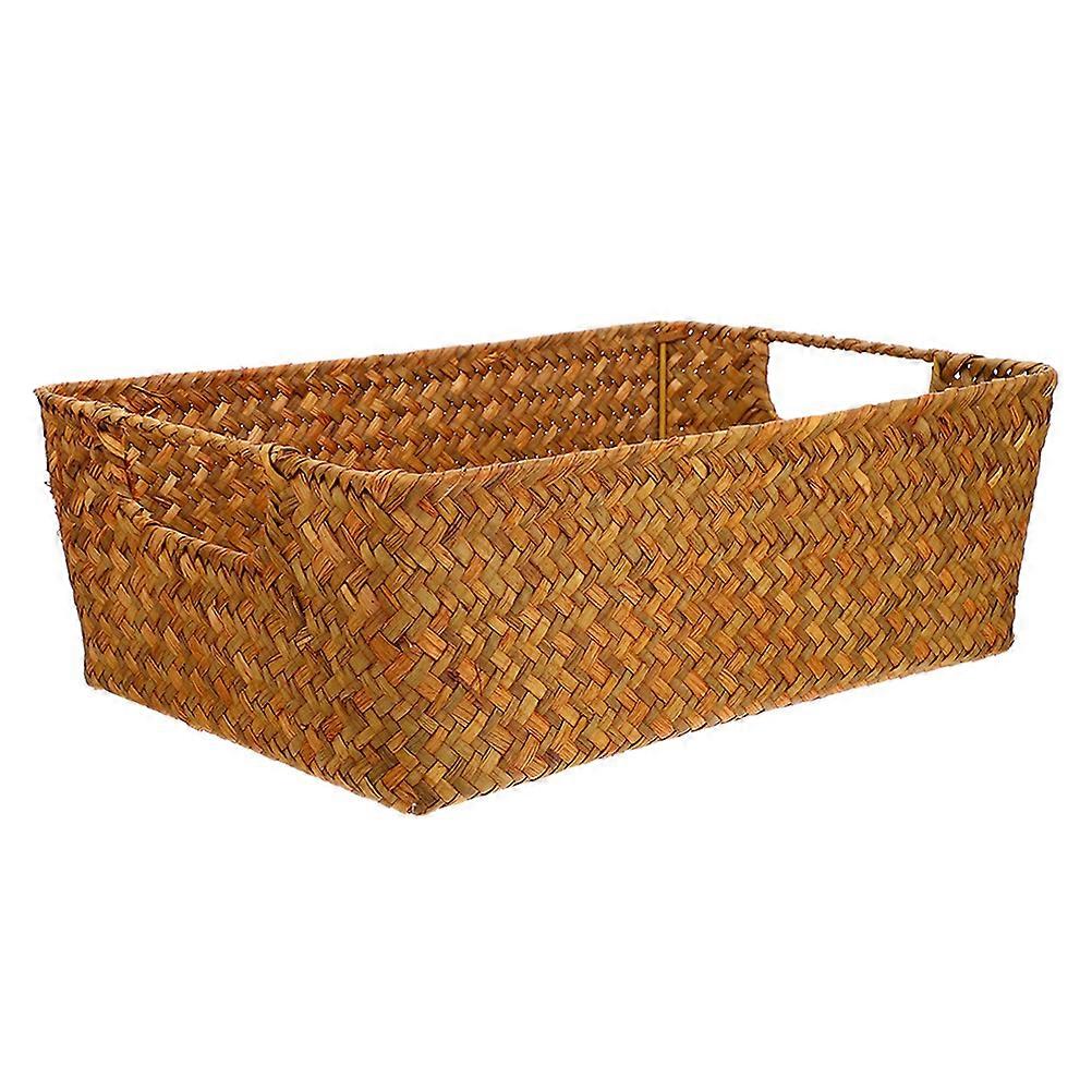 Handwoven Decorative Organizer Baskets with Built in Handles for Food and Household Storage