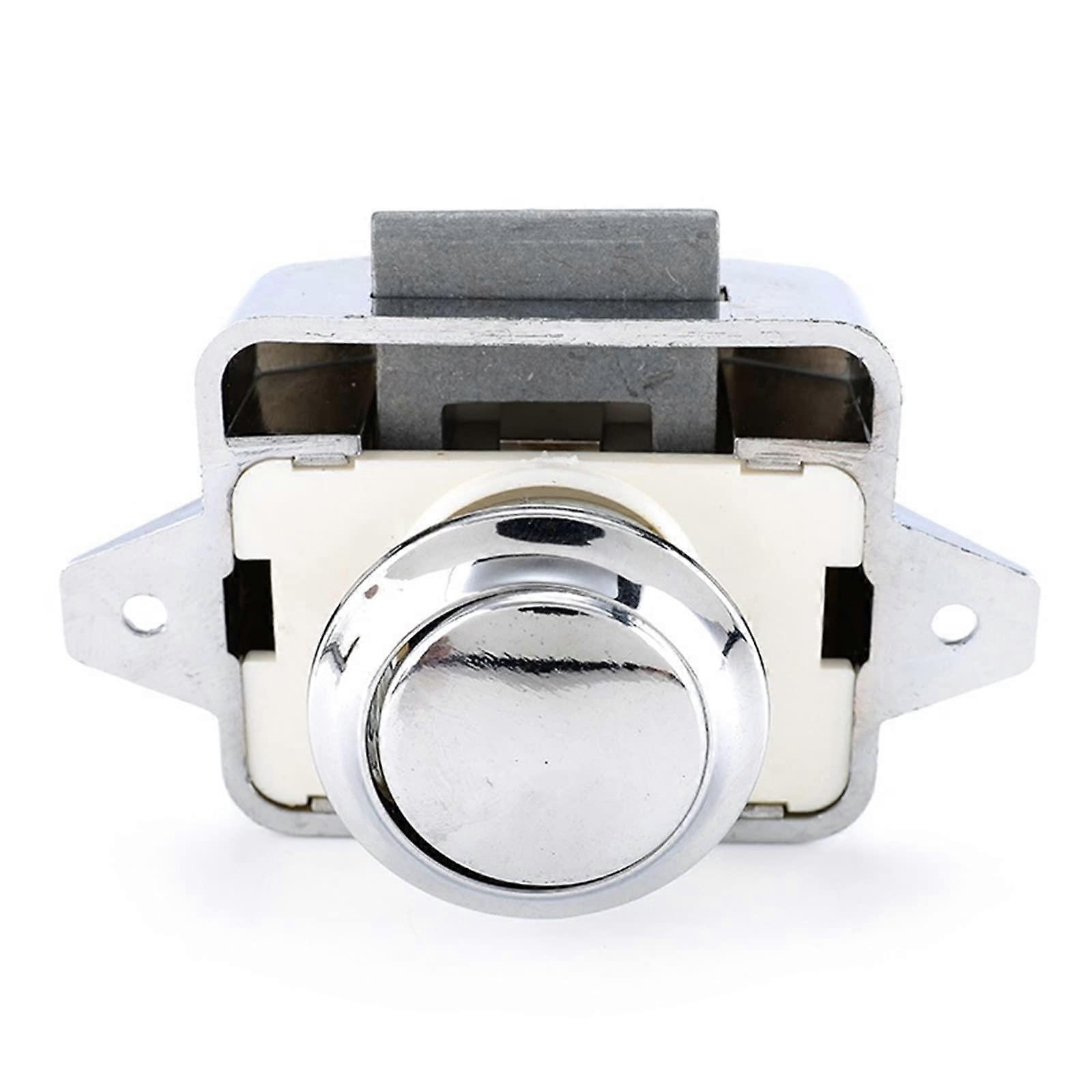 Camper Auto Push Lock 26mm Diameter Chrome Latch Knob for Caravan, Boot, RV Cabinets and Drawers, 1 Piece