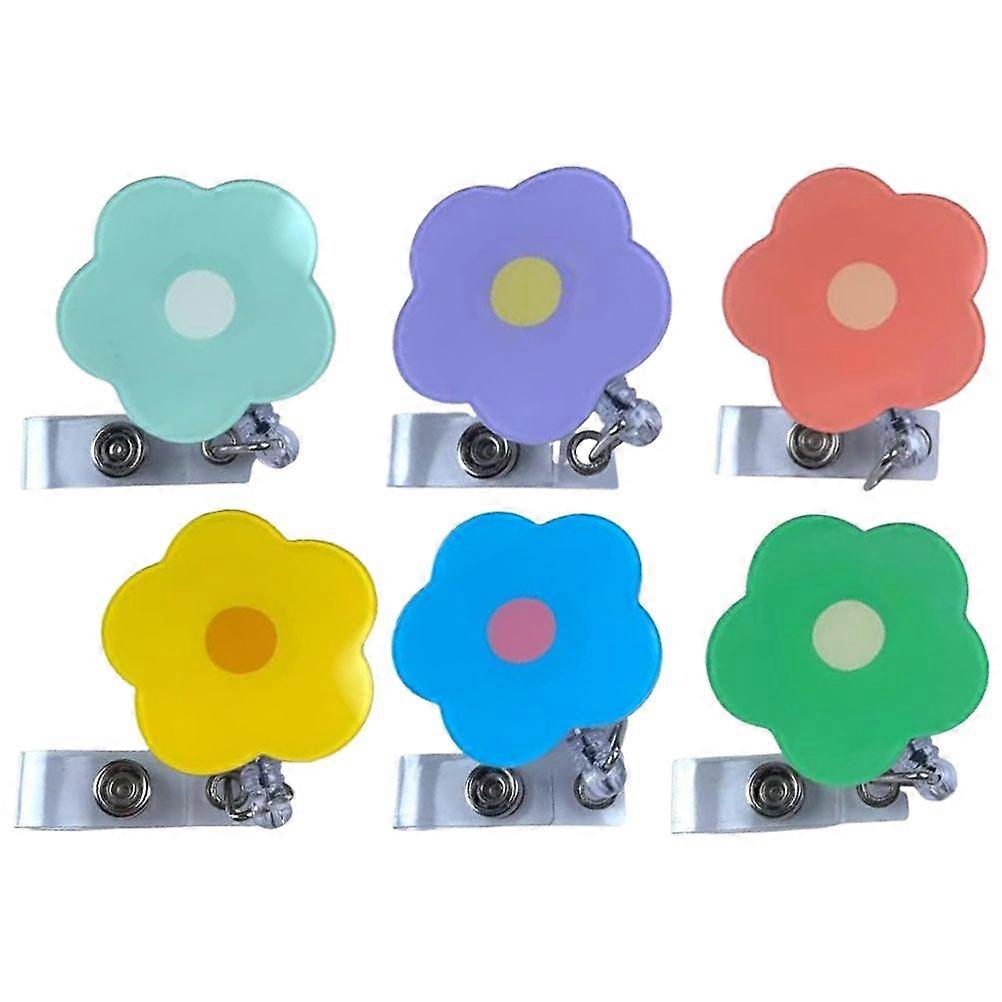 6Pcs Multi-function Badge Holders Portable Badge Clips Flower Shaped ID Card Holders