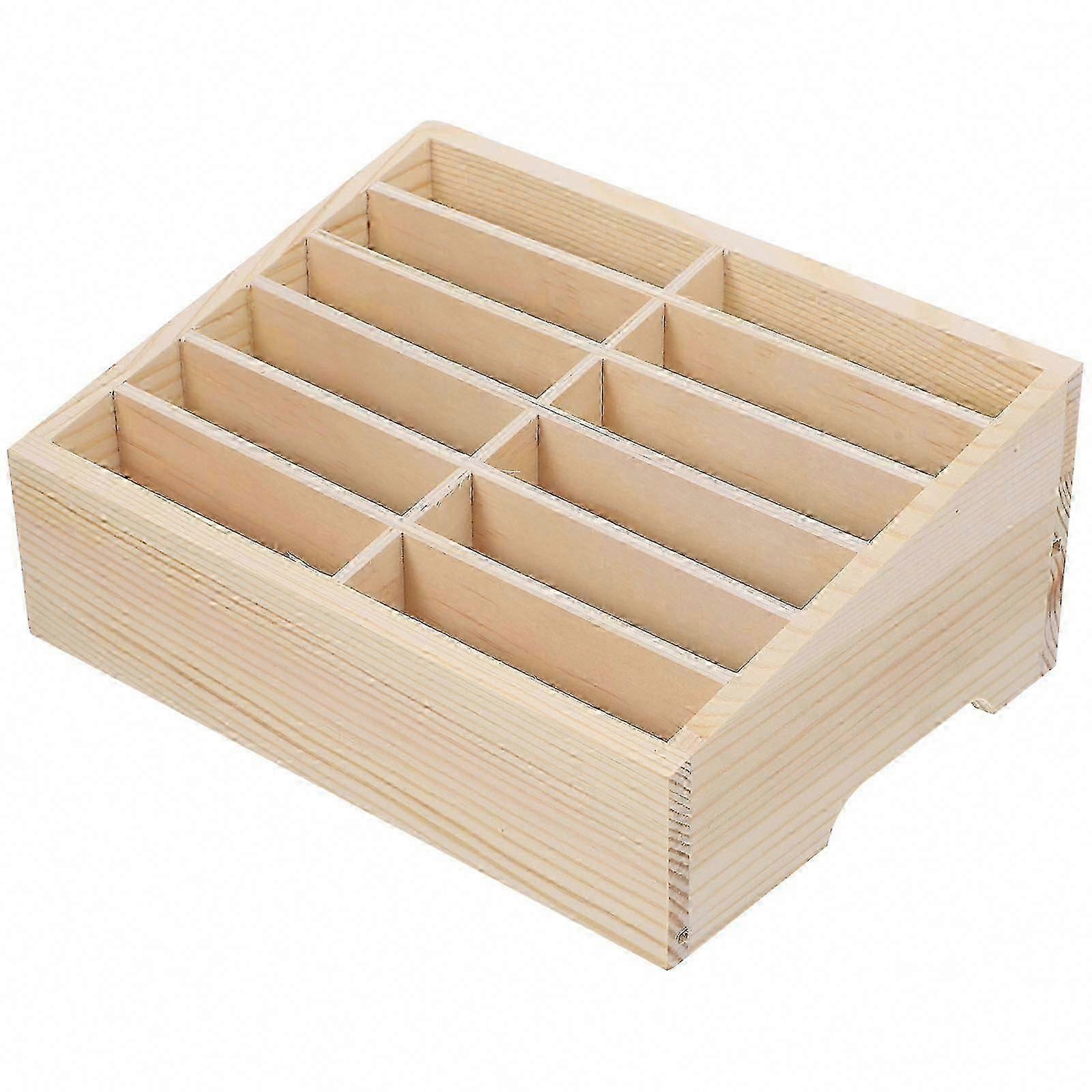 Wooden Multi-grid Office Mobile Phone Organizer Box for Cell Phone Storage