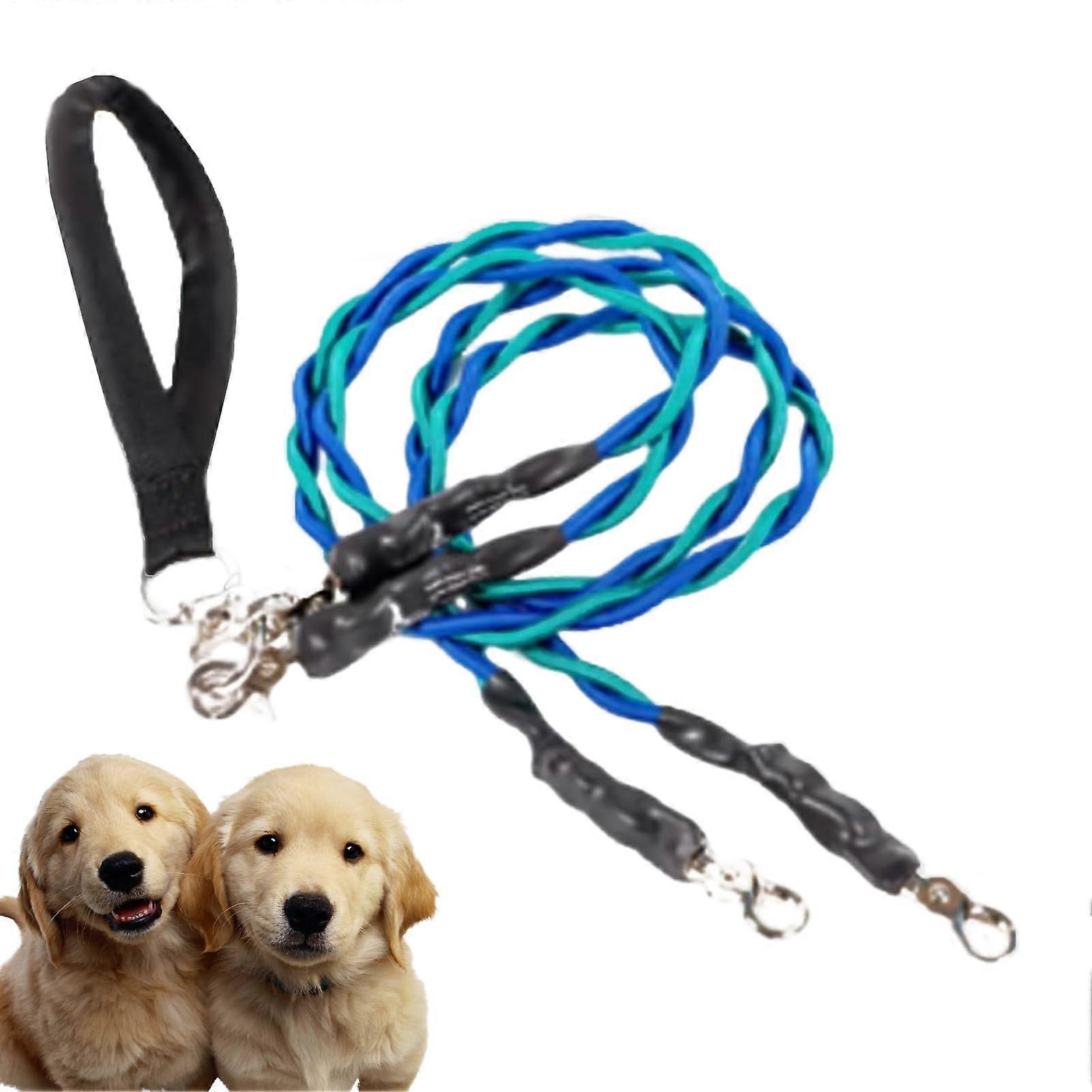 Dog Leash Double Dog Walking Leash Comfortable Accessory for Safe Walks with Enhanced Safety Outdoor Park Cyan Blue