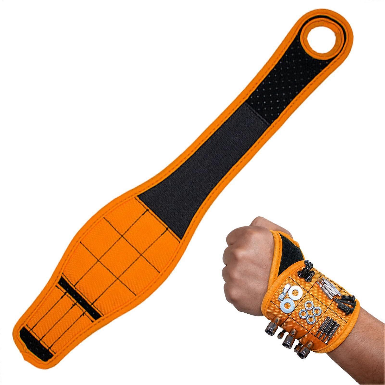 Magnetic Tool Belt - Lightweight Oxford Fabric Wrist Strap, Orange Magnetic Tool Holder for Screws and Fasteners