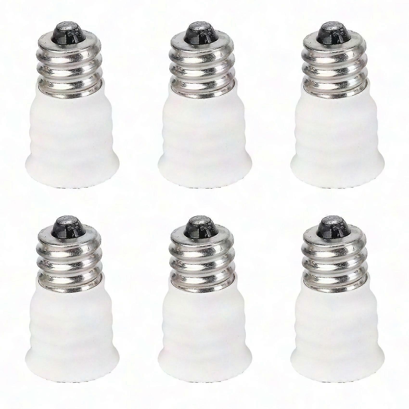 E12 to E14 LED Bulb Adapter - 6 Pack White Lamp Socket Converter Holder