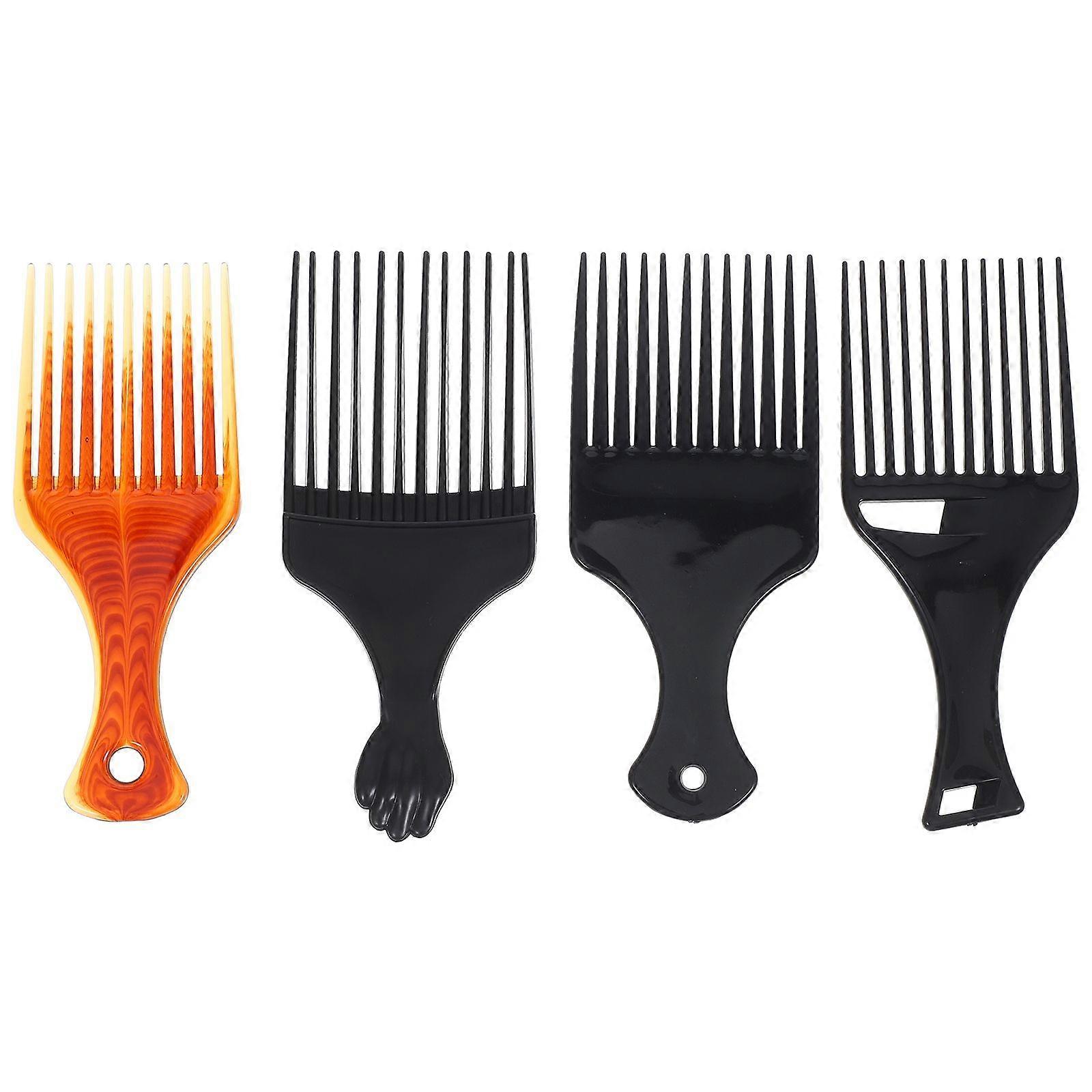 4Pcs Plastic Hair Pick Comb Handheld Wide Tooth Comb Portable Handheld Comb Hair Styling Comb