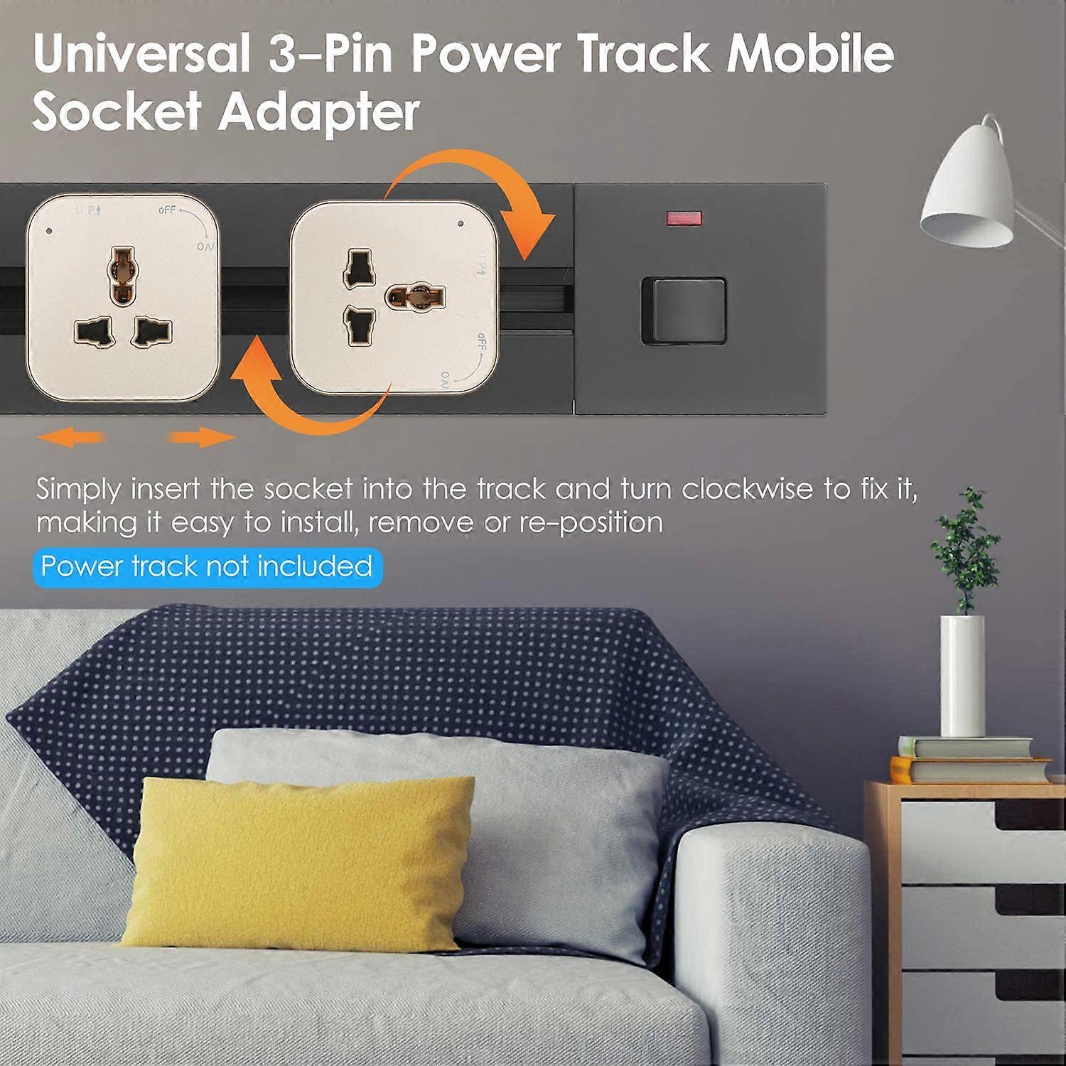 Universal 3-Pin Track Sockets Power Track Socket Outlet Versatile Electric Mobile Track Socket Power Track Adapter