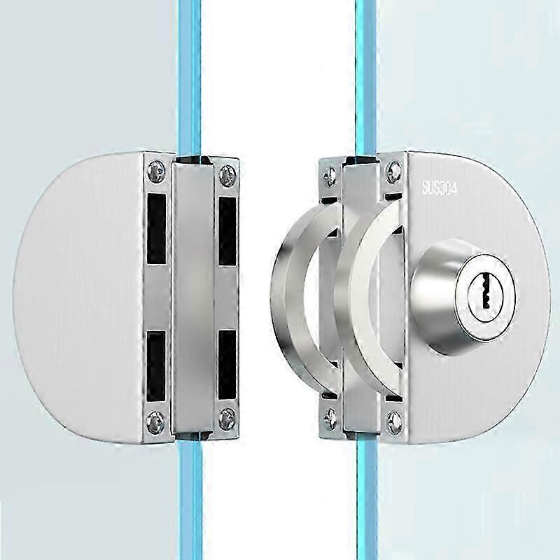 304 الفولاذ المقاوم للصدأ زجاج قفل الباب اللكم مجانا متجر فرملس قفل زجاجي مزدوج مفتوح انزلاق الباب قفل زجاجي