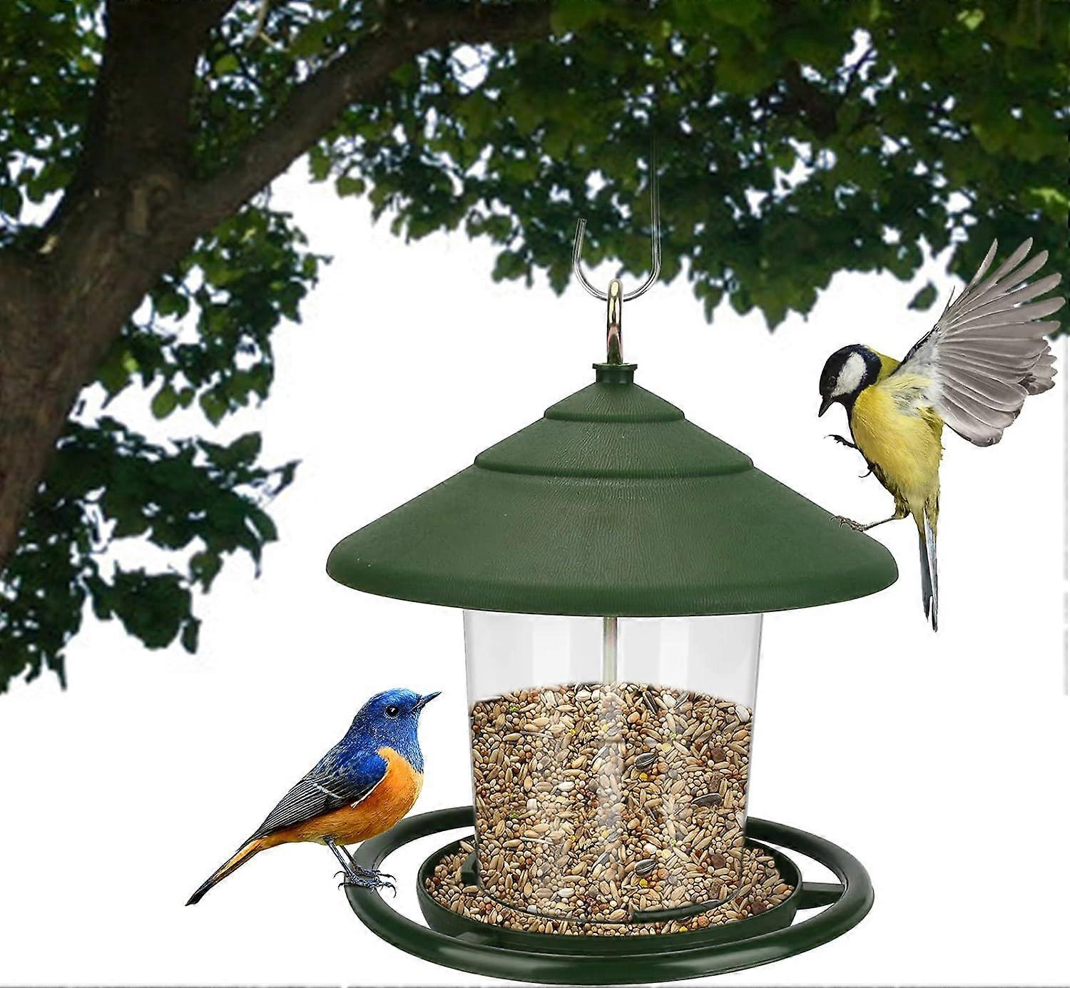 Bird Feeder with Hook, Removable Hanging Clear Plastic Small Wild Bird Seed Feeder Garden Window Decoration