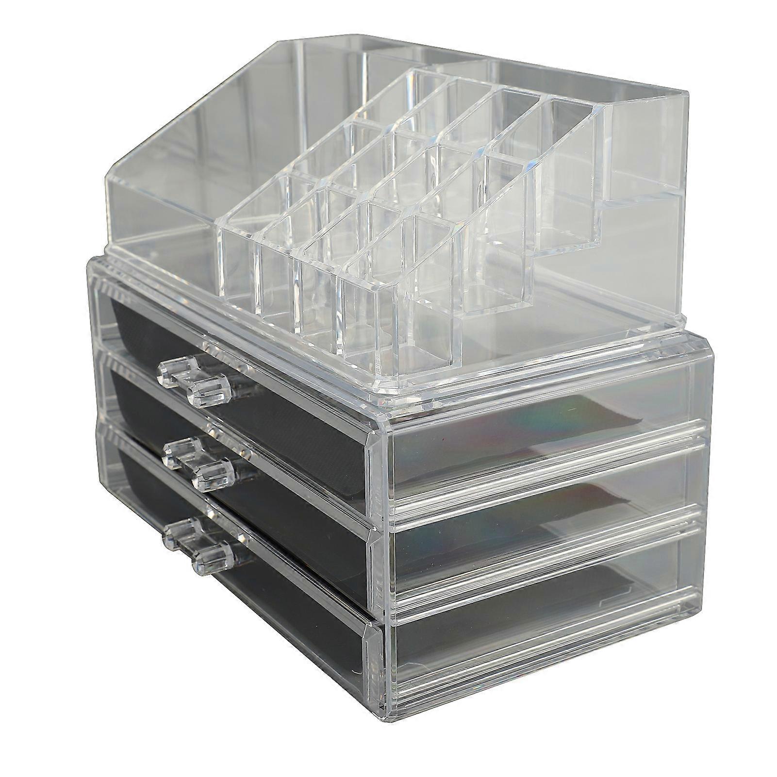 Makeup Organizer Drawers Set Clear Stackable Cosmetic Storage Box