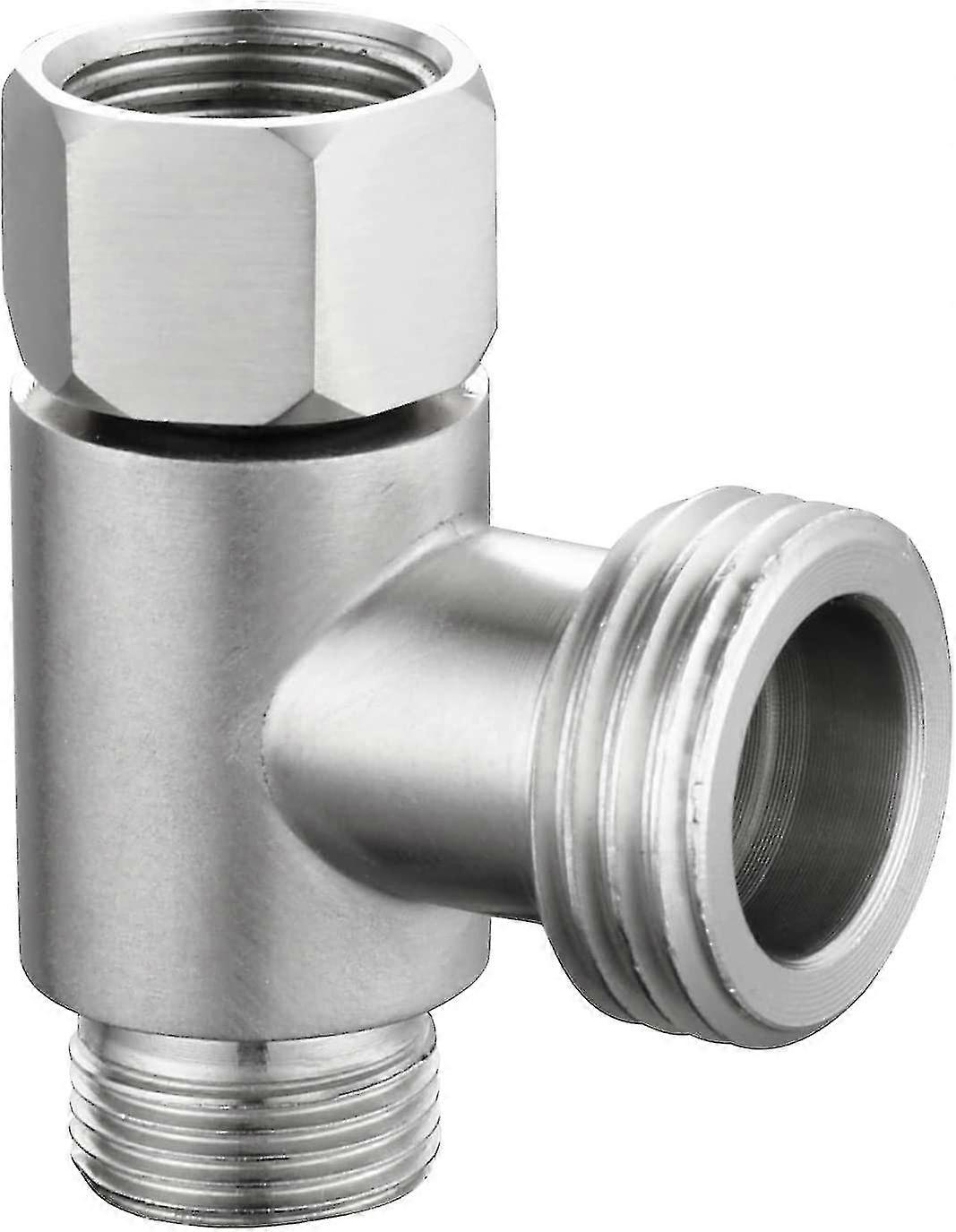 3-Way Stainless Steel Adapter Tee Connector for 3/8" and 1/2" Water Lines - Brushed Nickel T Fitting