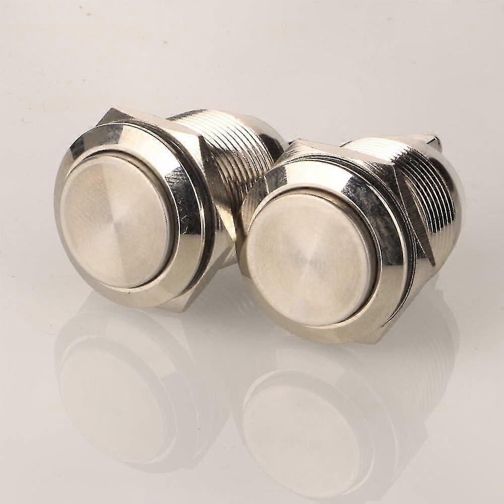 2 Pack 19mm Waterproof Push Button Switch with Screw Terminals 5A 12V/24V/125V/250V Stainless Steel High Head Design