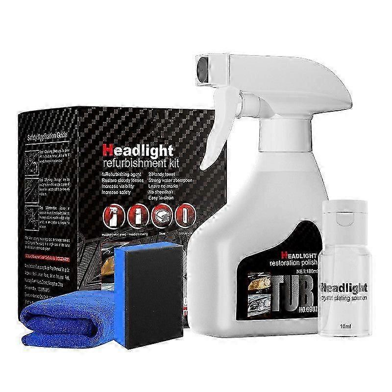 Headlight Treatment Liquid Set 180ml, Pro Headlight Regenerator, Liquid Headlight Repair Agent, Car Headlight Polish Spray for Brighter, Clear Vision