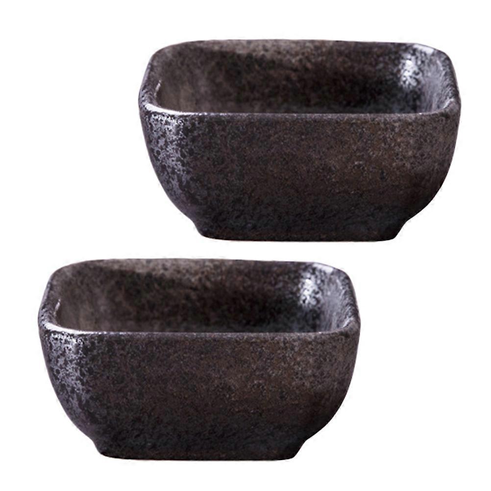 Dark Brown Ceramic Sauce Dish for Food Dipping Safe and Easy to Clean Unique Design Fits Any Scene 2 Pieces