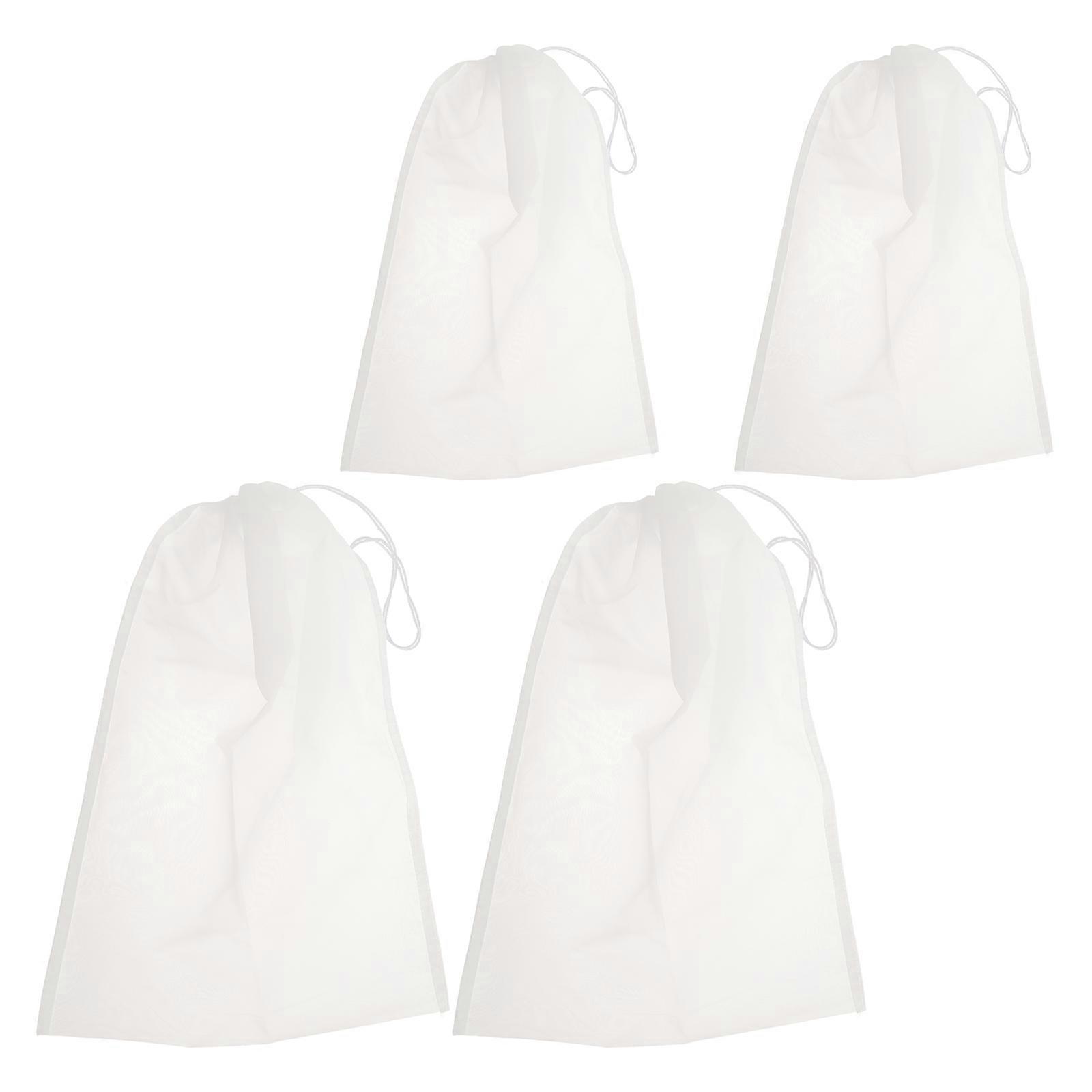 4Set Versatile Straining Bag For Coffee Making White Nylon Filter Cloth