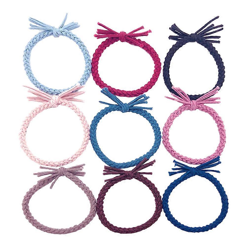 Ponytail Holder Elastic Hair Tie for Decoration 9Pcs Colorful Set