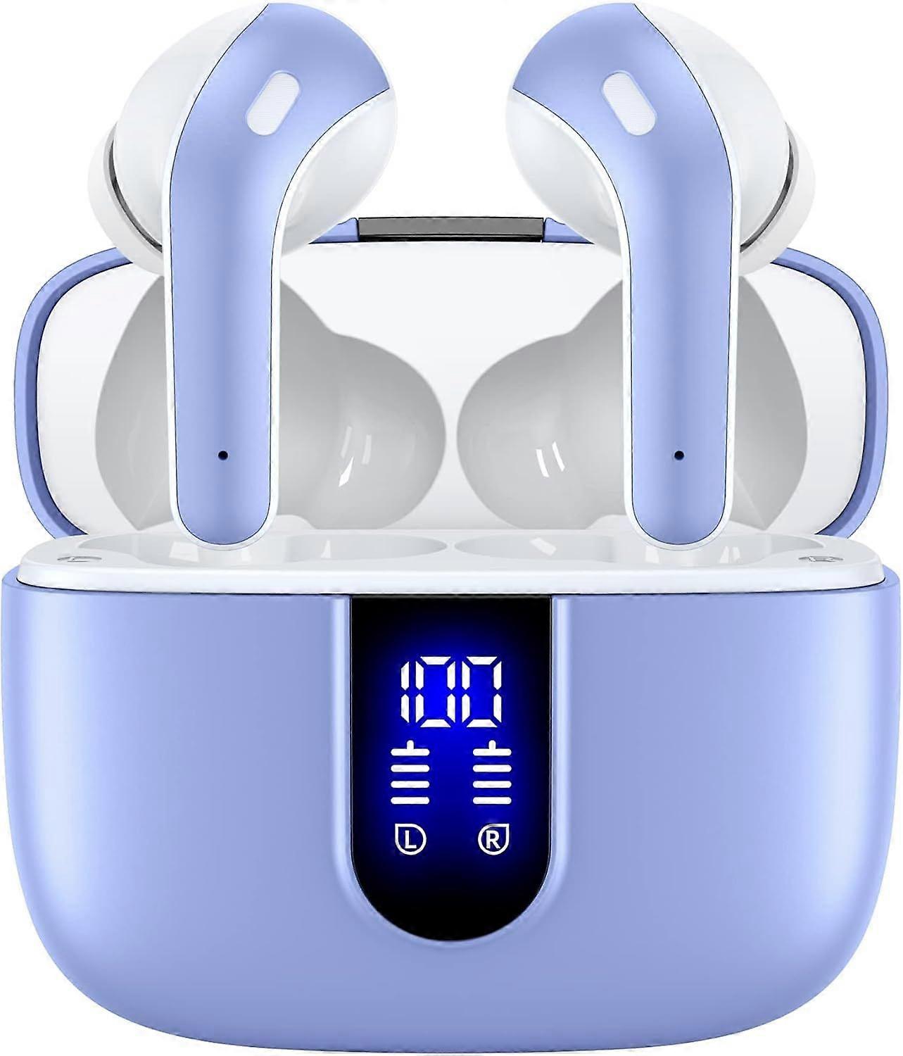 Bluetooth Headphones True Wireless Earbuds LED Power Display Earphones with Wireless Charging Case(blue)