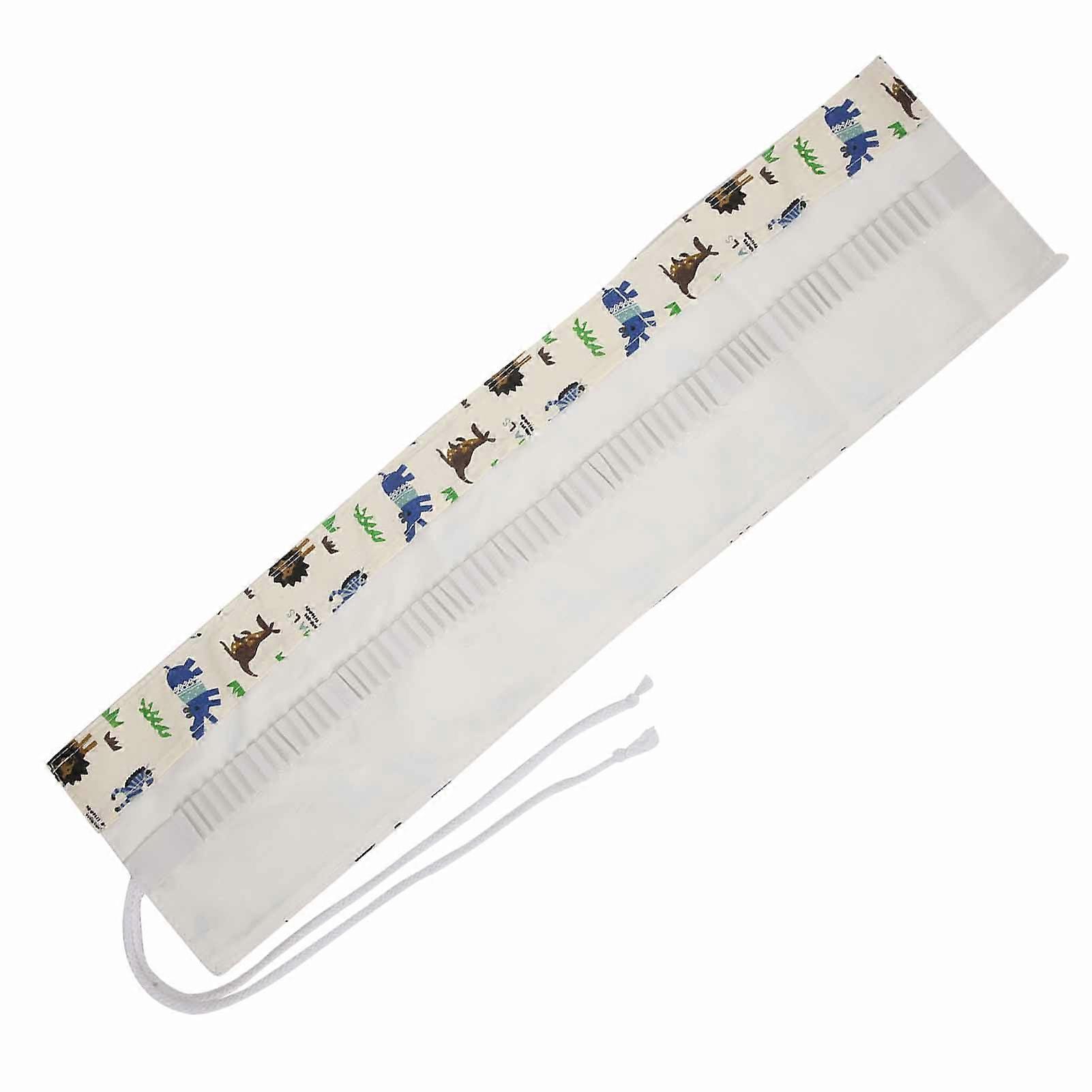 Portable Pencil Wrap with Animal Pattern, 72 Holes for Brushes
