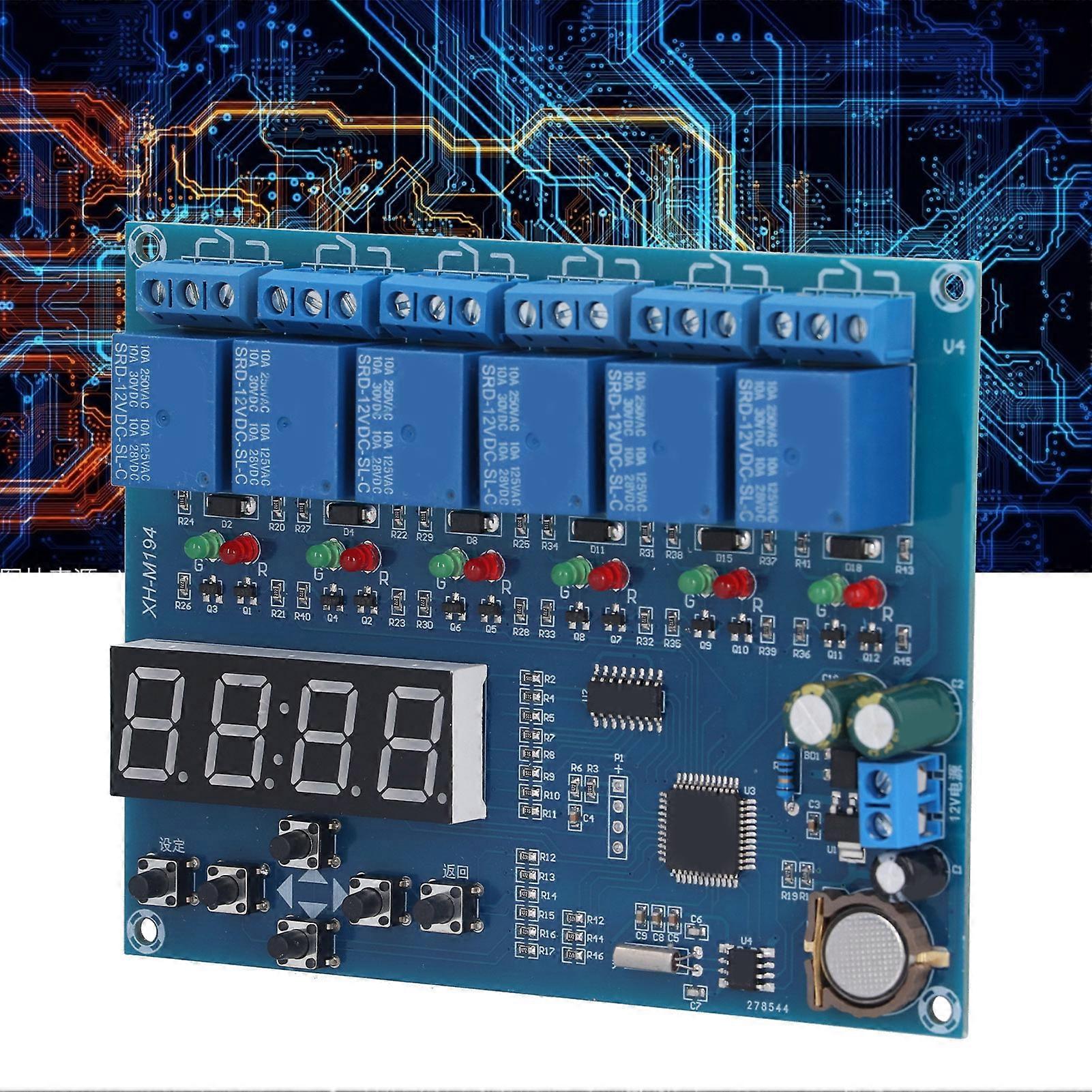 Time Relay XHM194 5-Channel PCB Module AC/DC 12V 40mAh Battery
