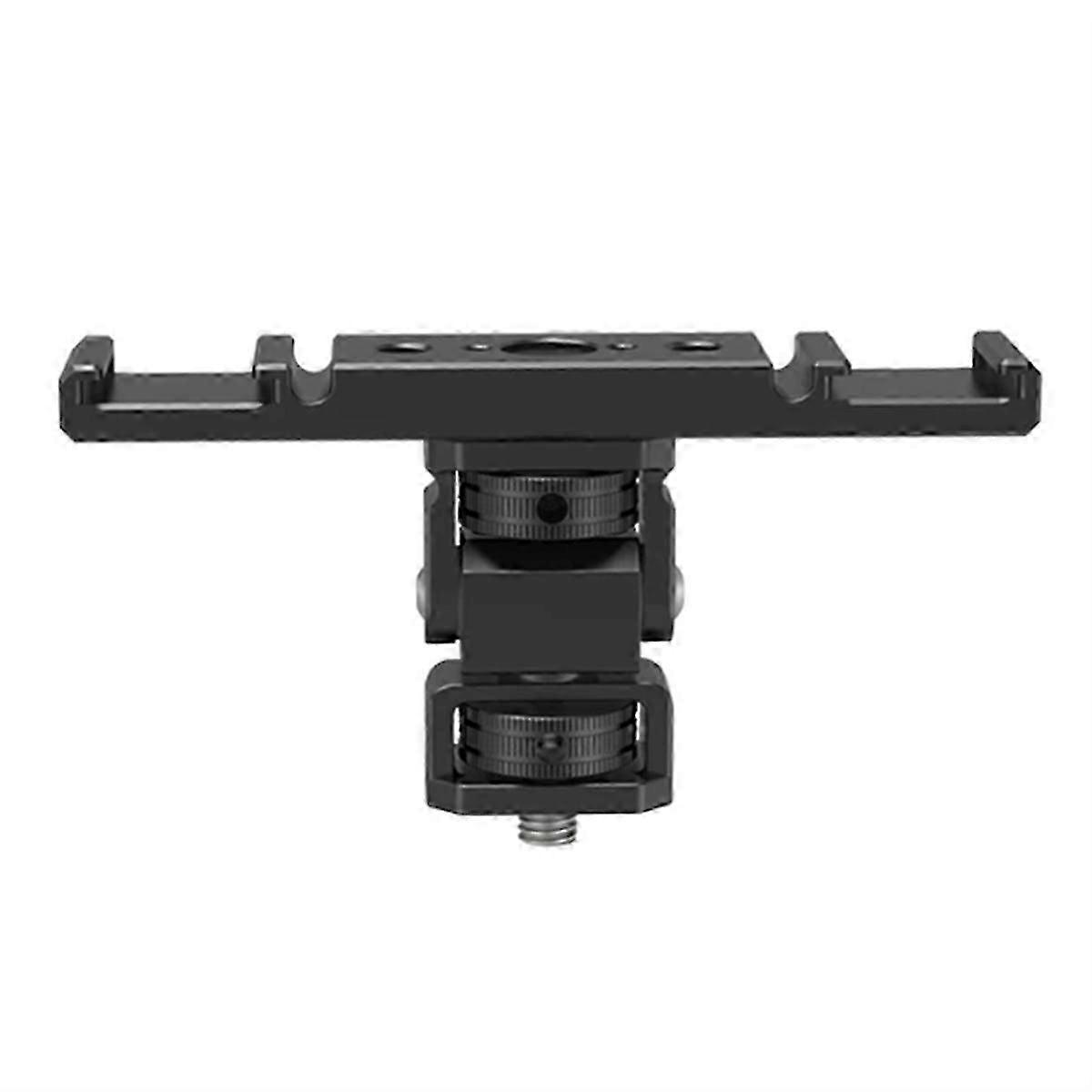 Dual Cold Shoe Mount Bracket 1/4 Arca for DSLR Camera LED Light Microphone Live Streaming Expansion