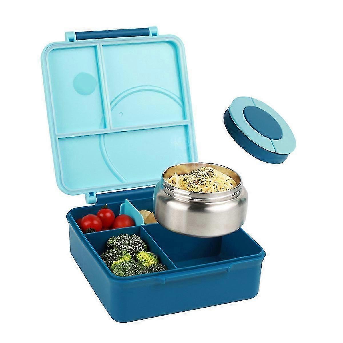 Lunch Box with Stainless Steel Bowl, Plastic Dinner Plate