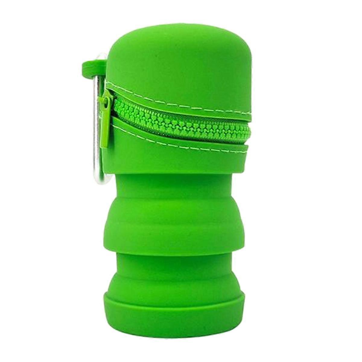 Fly Fishing Fly Box Foldable Silicone with Zipper Portable Multifunctional Trash Can with Hook Fishing Accessories Green