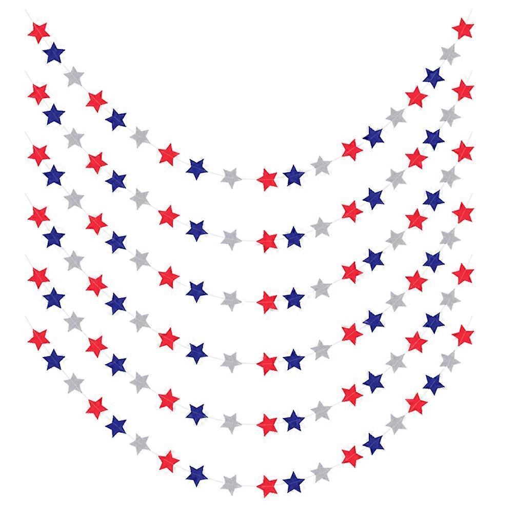 Independence Day Stars Banner Five-Pointed Star Hanging Ornament for Party 6Pcs