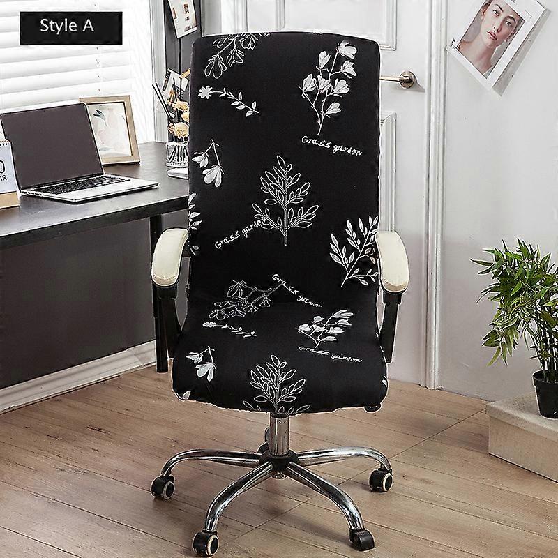 Stretch Printed Computer Office Chair Covers Universal Soft Desk Rotating Chair Protector with Zipper Removable Anti-Dust Cover