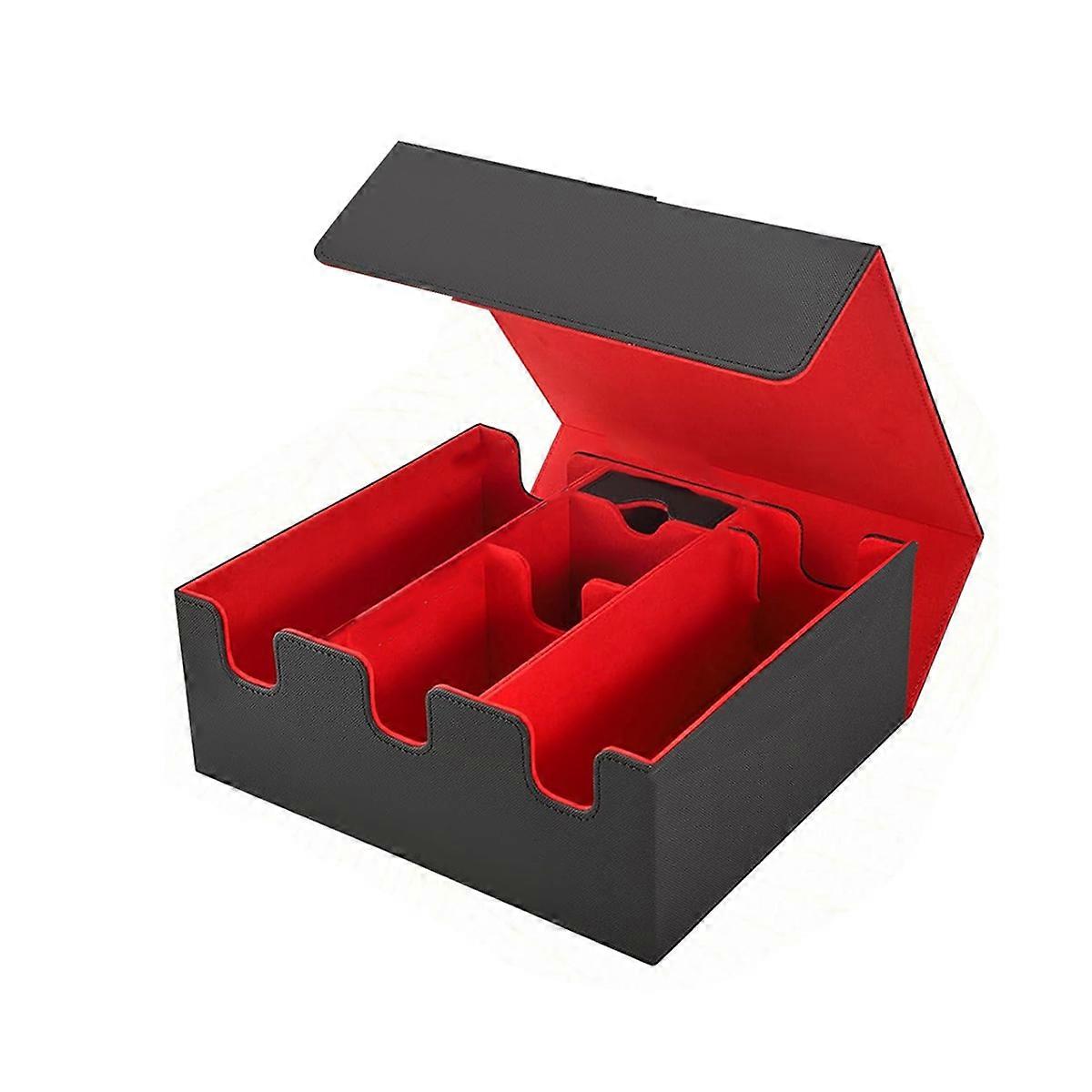 for Trading Cards, Magnetic Closure TCG Storage Box red+black