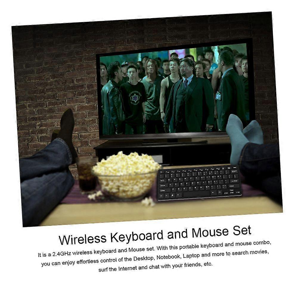 2.4GHz Wireless Keyboard Mouse Combo Ultra Thin USB Receiver Adapter Protective Cover for Desktop Notebook Laptop Android TV Box