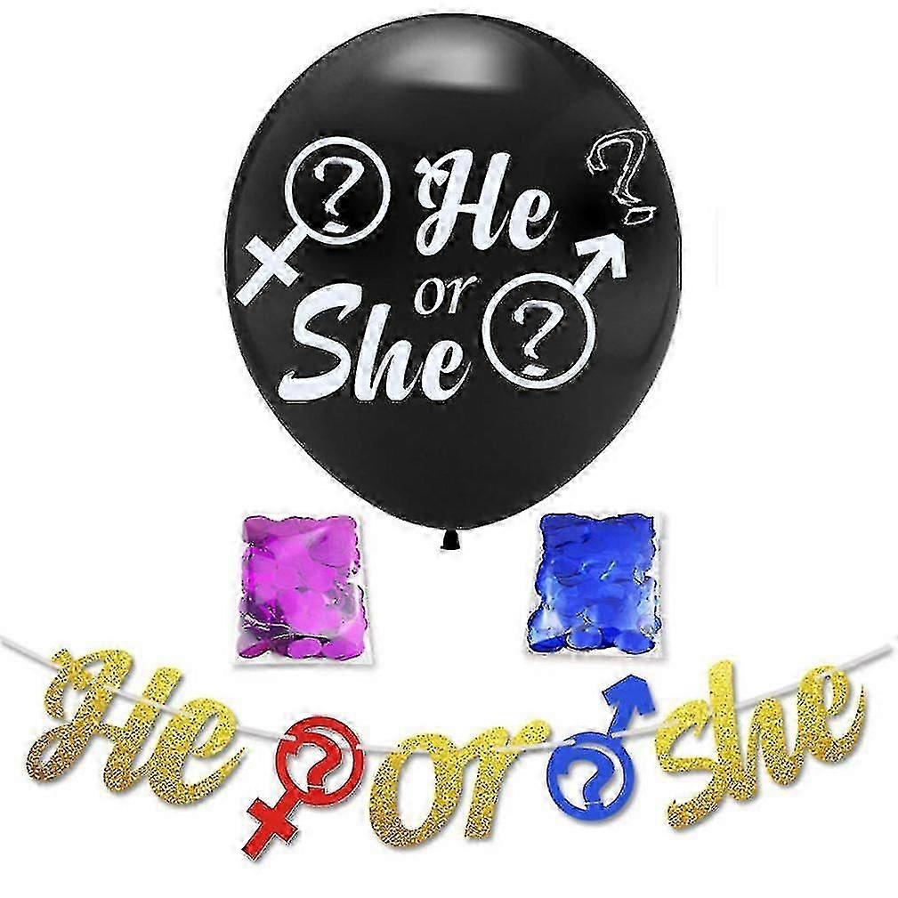 41pcs彼または彼女はベビーシャワーのためのバナータッセルとバルーンキットパーティーラテックスバルーン