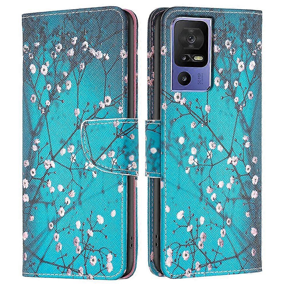 Leather Pattern Printing Stand Phone Cover For TCL 40 SE, Wallet Design Case