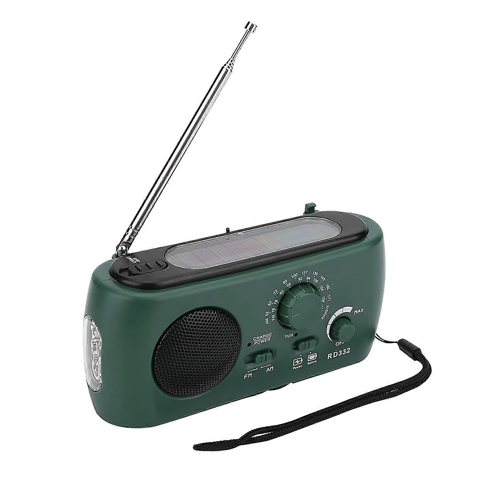 Emergency Survival Radio Portable Solar Powered With LED Flashlight Hand Crank AM FM Phone Charger For Camping Home