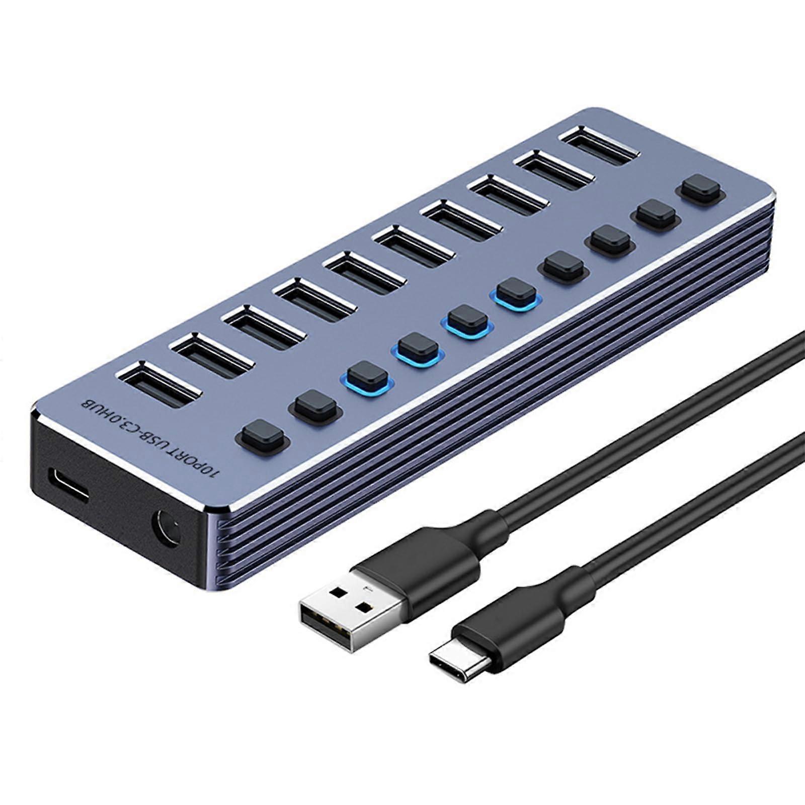 USB3.0 Splitter 4/7/10 Port Aluminum Durable USB Hub For Data And Charging, 5Gbps Speed, MultiPort USB 3.0 Adapter