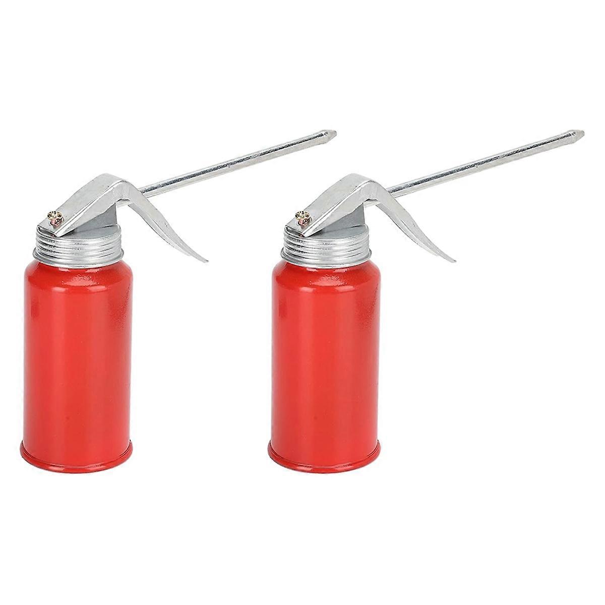 2Pcs Red 200ML Portable Oil-Can Manual Pump Lubrication -Bottle Pressing Type Oil Applicator for Car Bike Motor