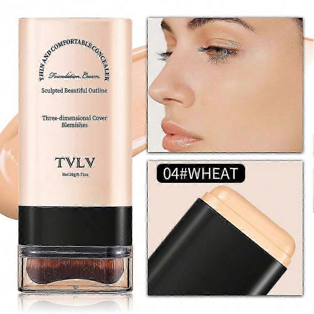 TVLV كريم أساس ستيك بلسم الجمال مع الفرشاة ، عصا صبغة البشرة المعززة بالمصل ، عصا خافي العيوب المكياج كريم أساس طويل الأمد