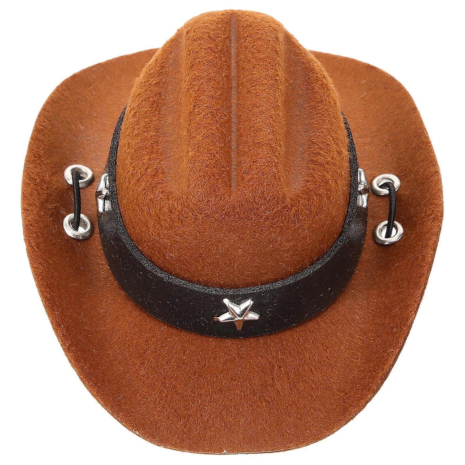 Dog Hat Decorative Pet Hat for Party Function with 2Pcs Light Brown