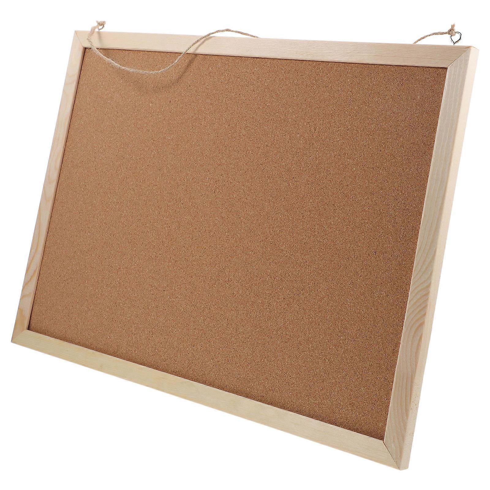 Cork Bulletin Board 1 Set Dual-Sided Display Rectangular Wood Beige For Home Decoration And Office Organization