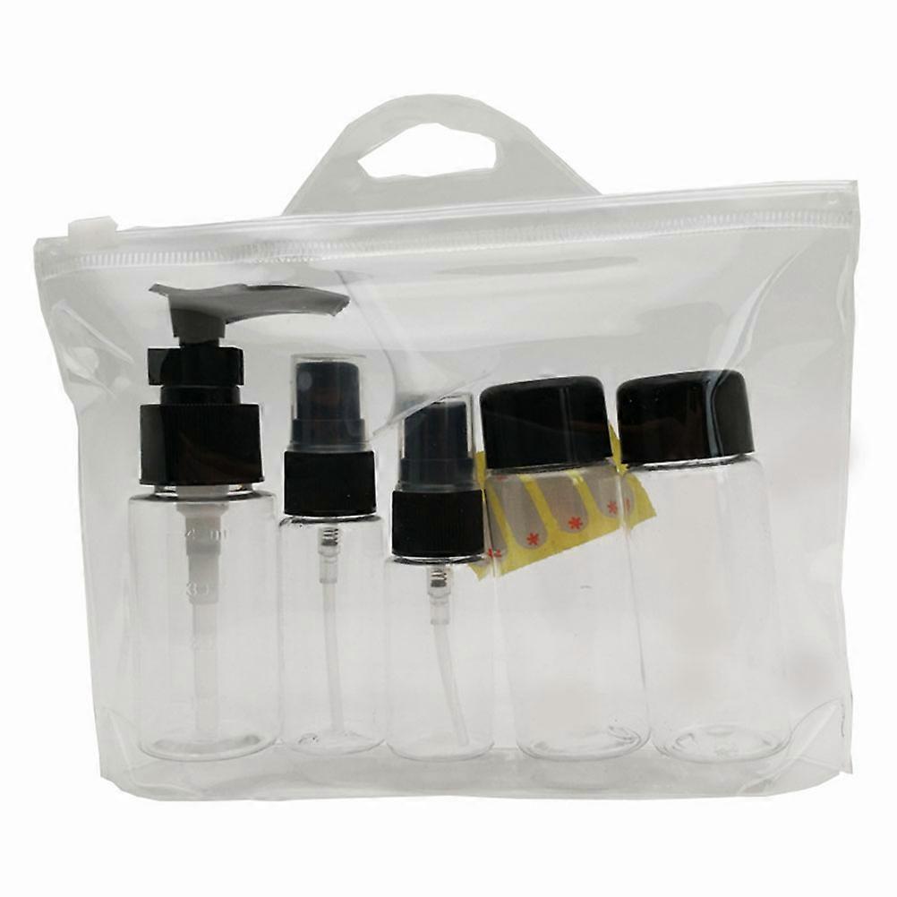 7Pcs Leak-Proof Pump Bottles In Black Multifunctional Travel Set Suitable For Campers With Refilling Design