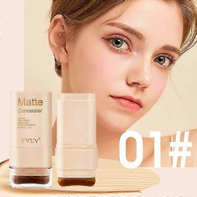 2 In 1 Anti Wrinkle Foundation Stick, Flawless Eraser Foundation Stick- Hydrating Lightweight, Double Head Foundation Make Up Stick with Brush,Multi-U