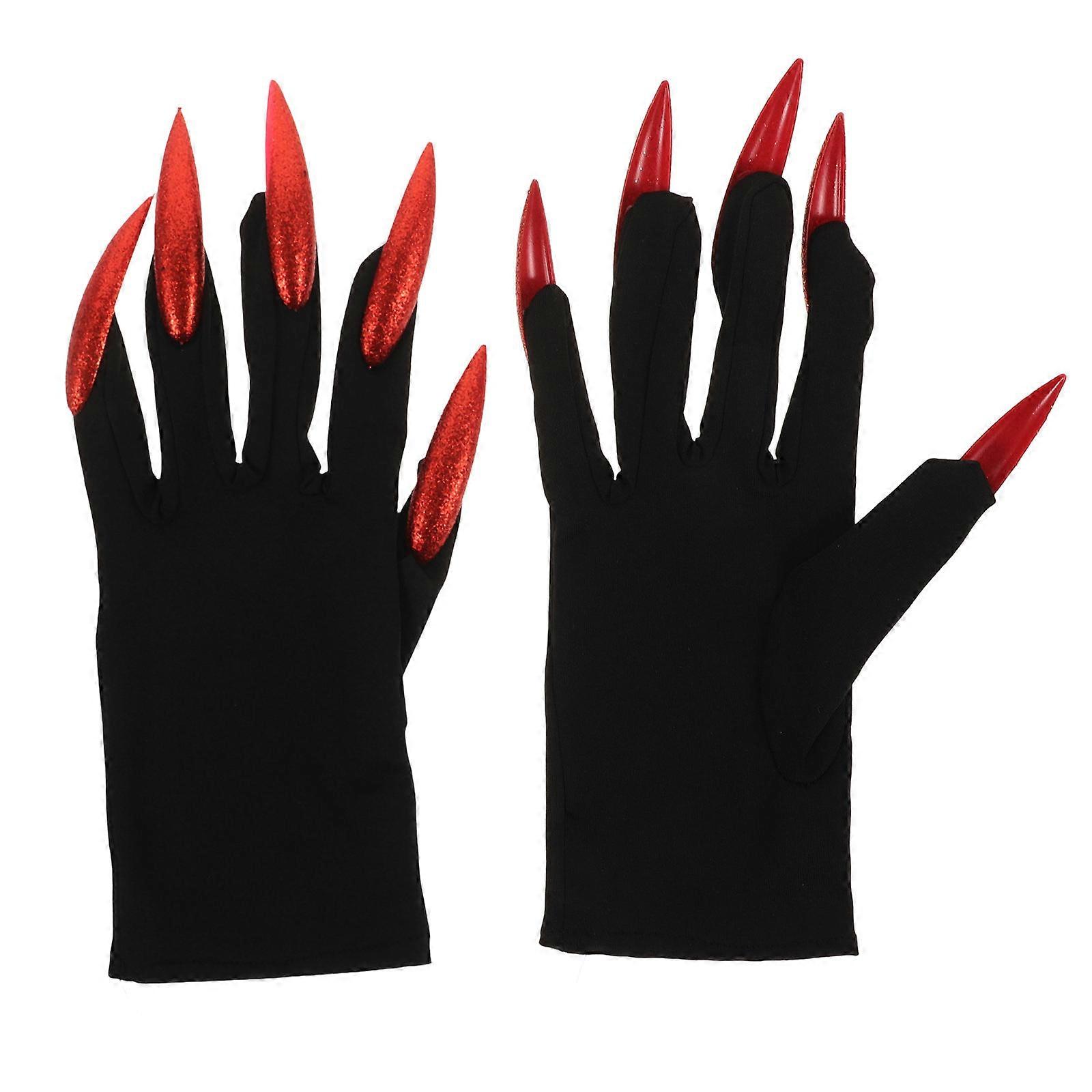 Ghost Claw Gloves Halloween Costume Gloves for Home Use 2Pairs Red