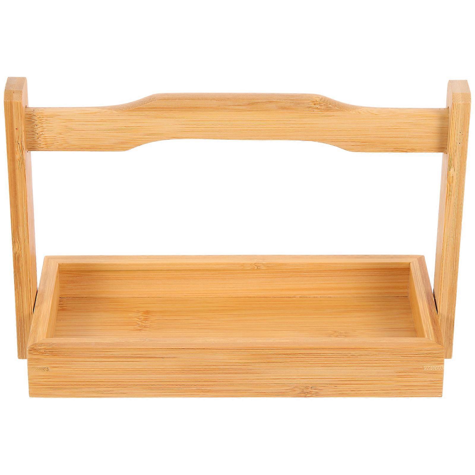 Bamboo Serving Tray 2Pcs Rectangular Dish Tray For Dining Home Decor 9.1X7.3X7.9In Decoration