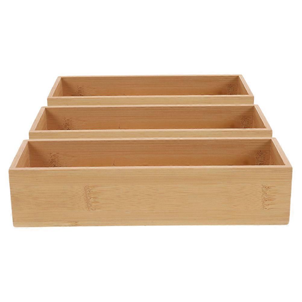 Rectangular Bamboo Utensil Holder 6 Pcs Minimalist Storage Tray For Home Organization