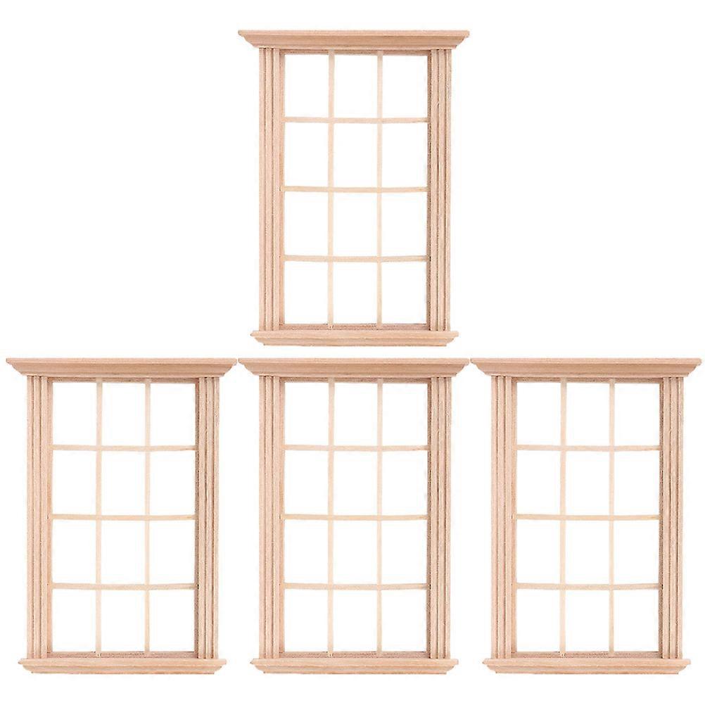 Wooden Window Doll House Miniature Window Models for Decor 8Pcs