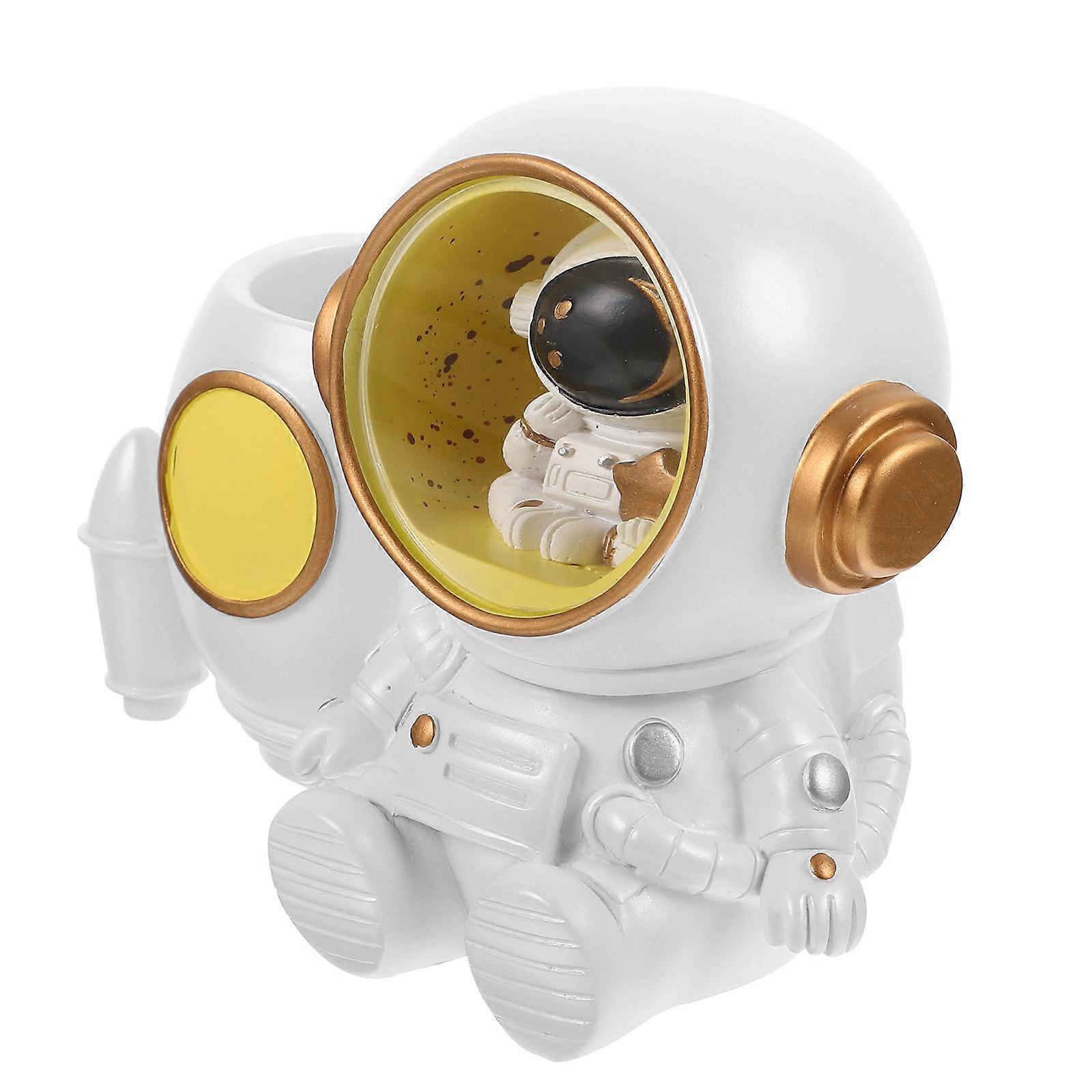 Astronaut Pen Holder Resin Multi-Purpose LED Light 4Pcs Pencil Cup