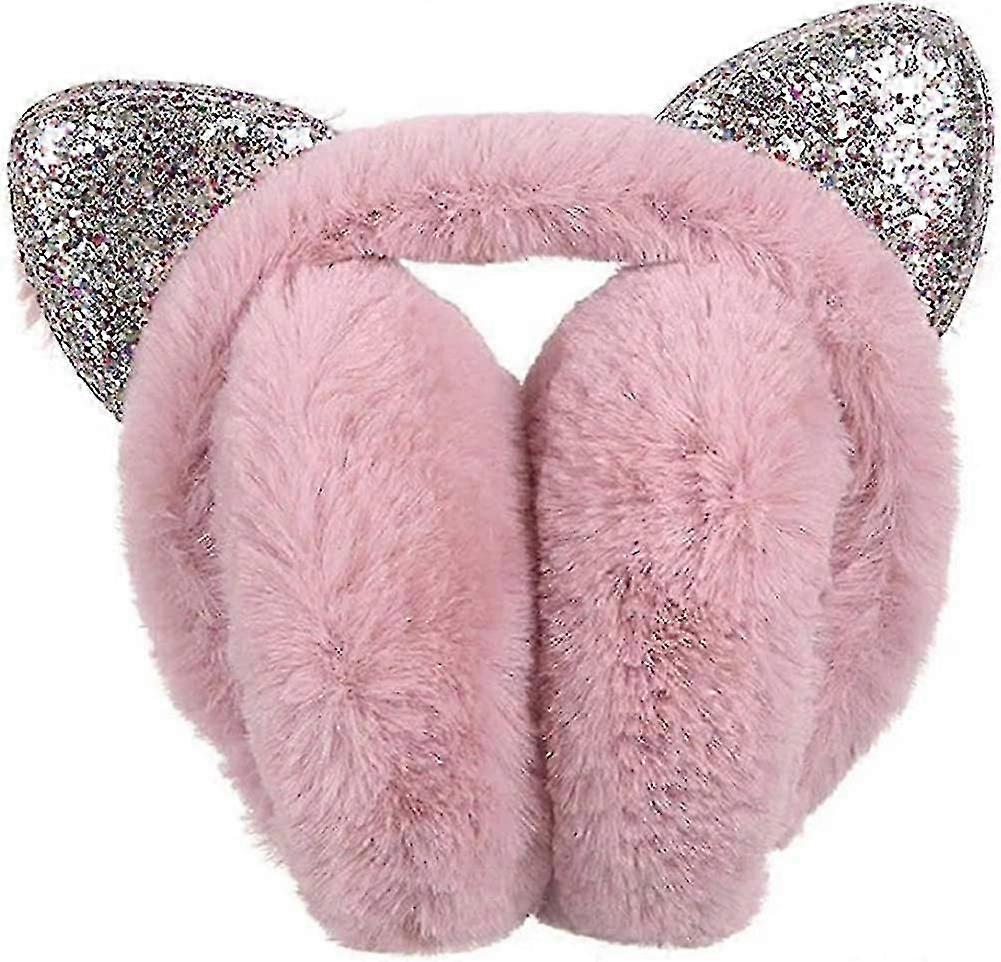 Foldable Earmuffs With Sequins. For Ladies And Girls. Adjustable Foldable Cat H