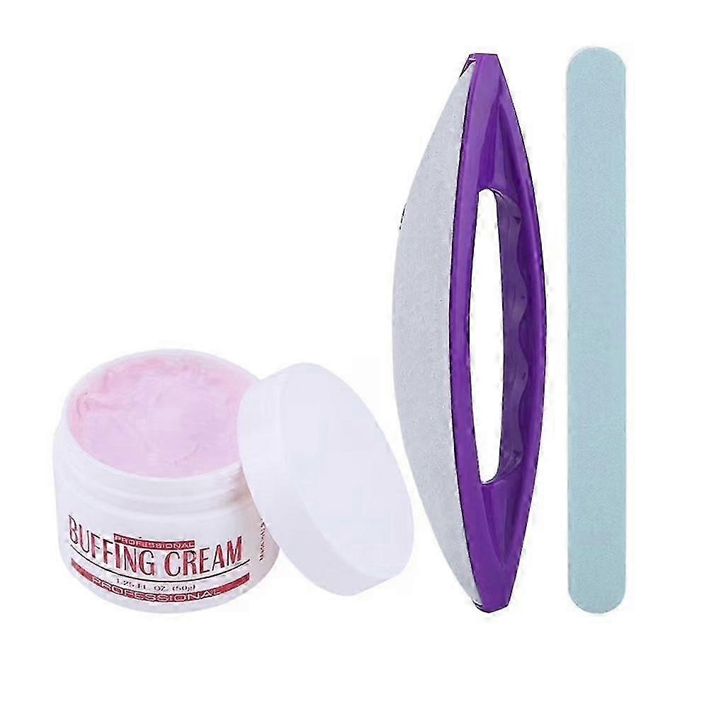3-Piece Nail Polishing Tool Set for Waxing, Buffing, and Grinding with Smooth Cream Application