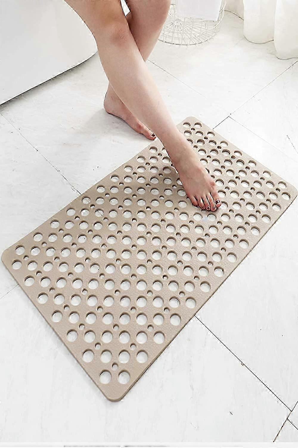 滑り止めバスマット、防カビシャワーマット、TPEバスルームバスタブマット、床シャワーマット、滑り止め、吸盤と排水穴付き抗菌、パーフェクト