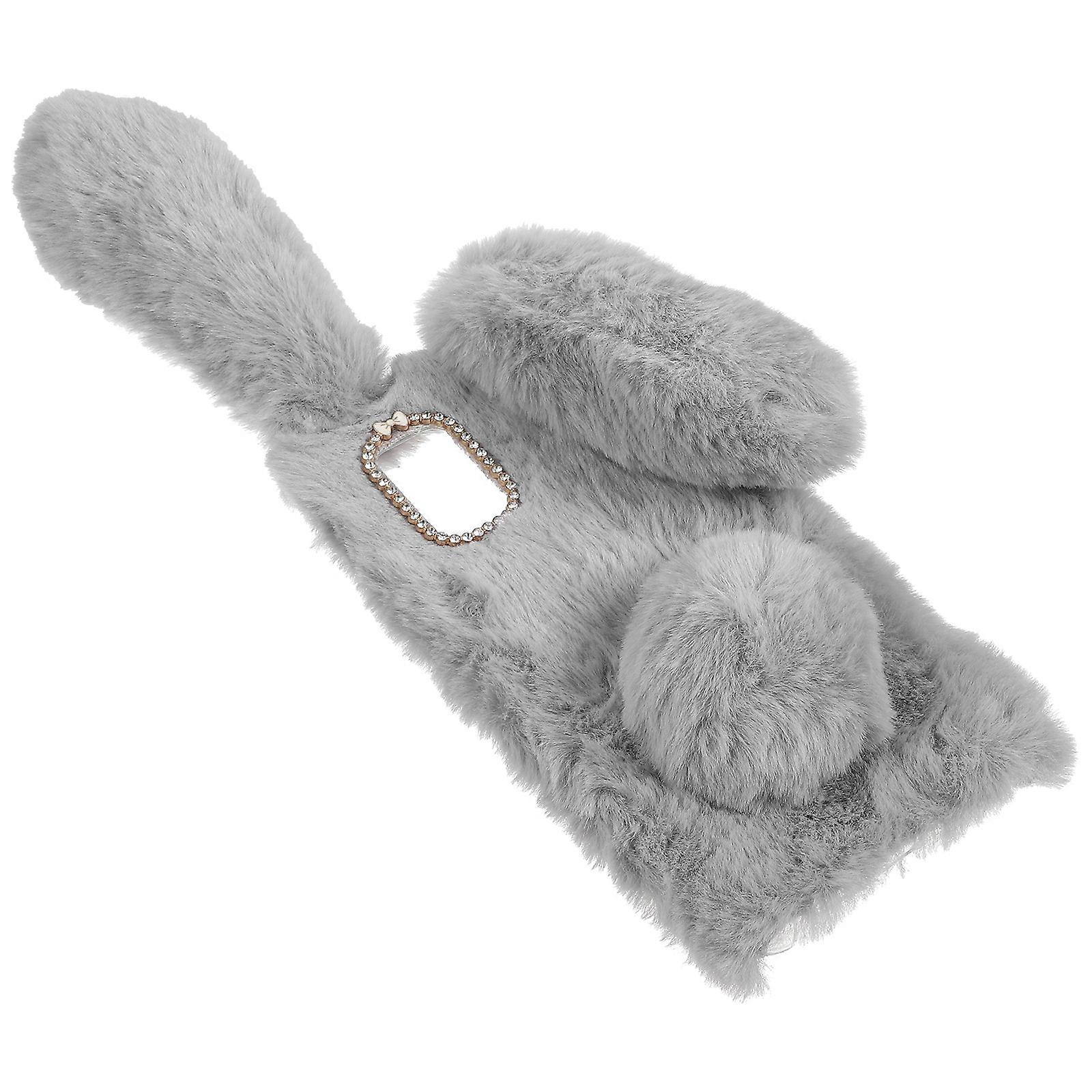 Rhinestone Rabbit Shape Phone Case For Girls In Light Grey With Protective Functionality 1Pc